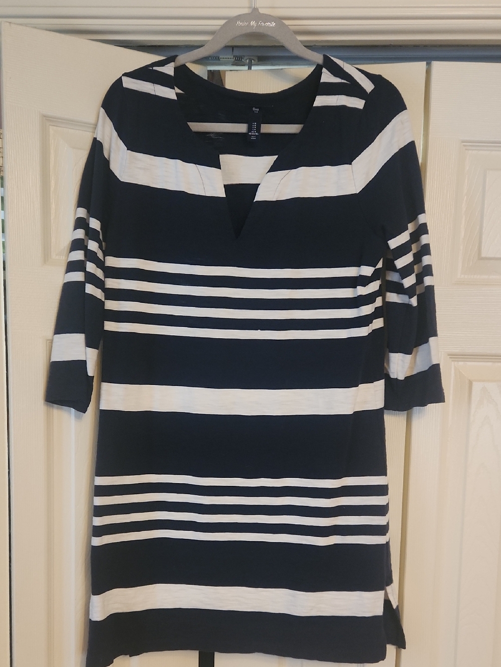 GAP Navy & White Striped V-Neck Dress